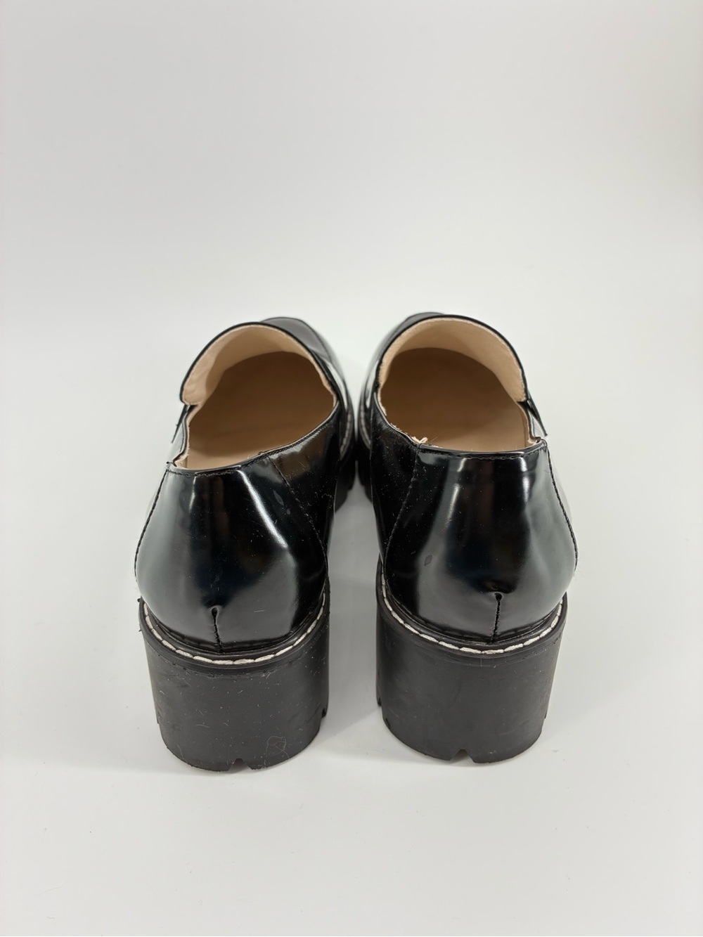 Black Patent Platform Penny Loafers - Women - Picture 5 of 7
